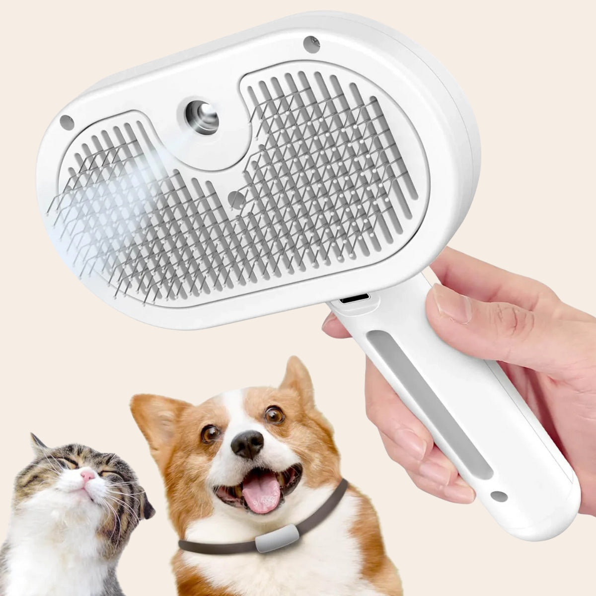 CharmPaws Steami Pro - Brosse professionnelle pour le soin du pelage des animaux de compagnie