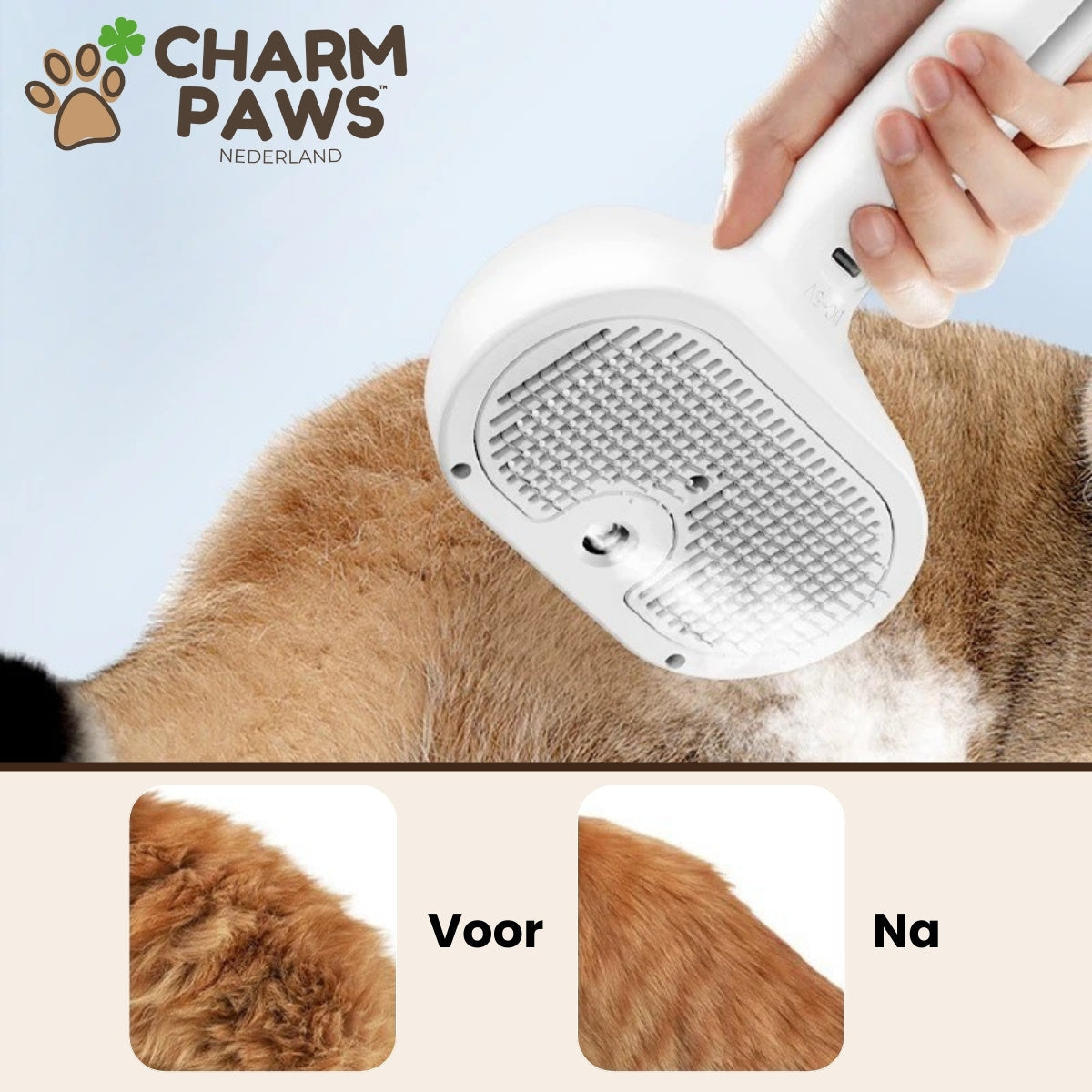 CharmPaws Steami Pro - Brosse professionnelle pour le soin du pelage des animaux de compagnie